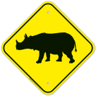 Rhino Crossing With Graphic Sign
