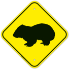 Wombat Crossing With Graphic Sign