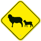 Sheep With Lamb Crossing Sign