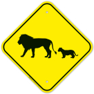Lion With Cub Crossing Sign