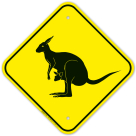 Kangaroo With Joey Crossing Sign