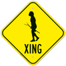 Cave Man Crossing Sign