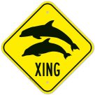 Crossing With Dolphine Graphic Sign
