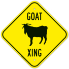 Goat Crossing With Graphic Sign