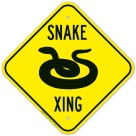 Snake Crossing With With Graphic Sign