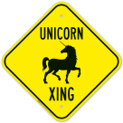 Unicorn Crossing With With Graphic Sign