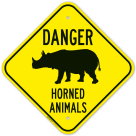 Danger Horned Animals With Graphic Sign