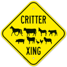 Critter Crossing With Multiple Animal Graphic Sign