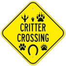 Critter Crossing With Paw Mark Graphic Sign