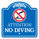 No Diving With Graphic Sign