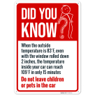 Did You Know Do Not Leave Children Or Pets In The Car Sign