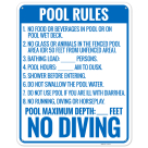 Florida Pool Rules No Diving Sign, Complies With State Of Florida Pool Safety Code