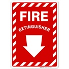 Fire Extinguisher Sign, with Down Arrow