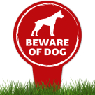 Beware Of Dog, Boxer Silhouette With Stake Sign