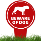 Beware Of Dog, Bulldog Silhouette With Stake Sign