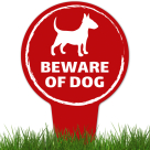 Beware Of Dog, Bull Terrier Silhouette With Stake Sign