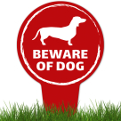 Beware Of Dog ,Dachshund Silhouette With Stake Sign