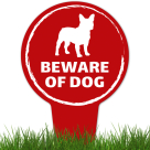 Beware Of Dog ,French Bulldog Silhouette With Stake Sign