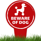 Beware Of Dog ,Poodle Silhouette With Stake Sign