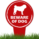 Beware Of Dog ,Pug Silhouette With Stake Sign