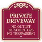 Private Driveway No Outlet Solicitors Or Trespassing Décor Sign