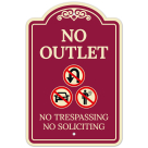No Outlet No Trespassing Or Soliciting With No Car Décor Sign