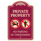 Private Property No Parking Or Trespassing Décor Sign