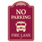 No Parking Fire Lane With Truck Graphic Décor Sign