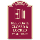 Keep Gate Closed And Locked At All Times Décor Sign