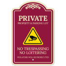 Private Property And Parking Lot No Trespassing No Loitering Décor Sign