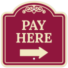 Pay Here With Right Arrow Décor Sign