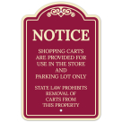 Notice Shopping Carts Are Provided For Use In The Store Décor Sign