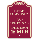 Private Community No Trespassing Speed Limit 15 Décor Sign