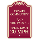 Private Community No Trespassing Speed Limit 20 Décor Sign
