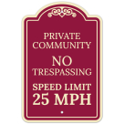 Private Community No Trespassing Speed Limit 25 Décor Sign