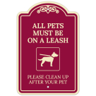 All Pets Must Be On A Leash Please Clean Up After Your Pet Décor Sign, (SI-73558)