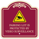 Parking Lot Is Protected By Video Surveillance With Caution Décor Sign