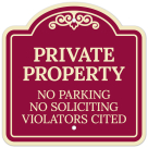 No Parking No Soliciting Violators Cited Décor Sign
