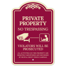 No Trespassing Violators Will Be Prosecuted All Activities Monitored Décor Sign