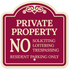 No Soliciting Trespassing Resident Parking Only Décor Sign