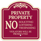 No Soliciting Loitering Trespassing Violators Will Be Prosecuted Décor Sign