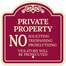 No Soliciting Trespassing Proselytizing Violators Will Be Prosecuted Décor Sign