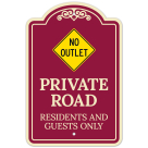Private Road Residents And Guests Only With No Outlet Décor Sign