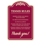Tennis Rules Proper Attire and Shoes Must be Worn Décor Sign