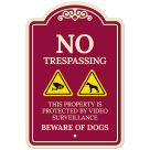 Property Is Protected By Video Surveillance Beware Of Dogs Décor Sign