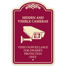 Hidden And Visible Cameras Video Surveillance For Owner Protection Décor Sign