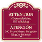 Attention No Proselytizing No Soliciting Bilingual Décor Sign