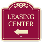 Leasing Center With Left Arrow Décor Sign