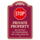 Private Property No Outlet No Trespassing Or Turn Around Décor Sign