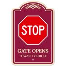 Stop Gate Opens Toward Vehicle Décor Sign